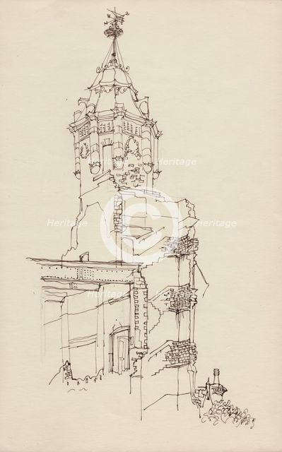 Turret of ruined building, c1950. Creator: Shirley Markham.