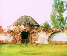 Turret in an old church wall. Six versts from the city of Polotsk, 1912. Creator: Sergey Mikhaylovich Prokudin-Gorsky