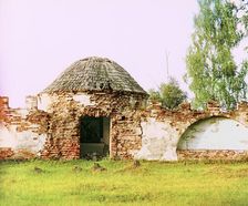 Turret in an old church wall. Six versts from the city of Polotsk, 1912. Creator: Sergey Mikhaylovich Prokudin-Gorsky