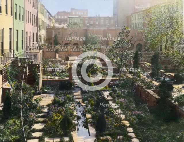 Turtle Bay Gardens, 227-247 East 48th Street and 228-246 East 49th Street, New York, New York, 1920. Creator: Frances Benjamin Johnston.