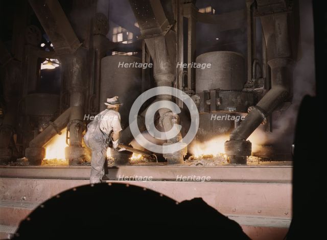 TVA chemical plant, electric furnace loaded with phosphate, vicinity of Muscle Shoals, Alabama, 1942 Creator: Alfred T Palmer.