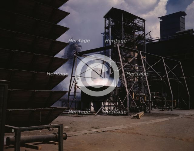 TVA chemical plant, where elemental phosphorus is made, vicinity of Muscle Shoals, Alabama, 1942. Creator: Alfred T Palmer.