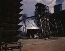 TVA chemical plant, where elemental phosphorus is made, vicinity of Muscle Shoals, Alabama, 1942. Creator: Alfred T Palmer