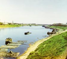 Tver Left: Otroch Monastery, Ekaterininskaia Church, Church of Sts. Mina, Victor and..., 1910. Creator: Sergey Mikhaylovich Prokudin-Gorsky