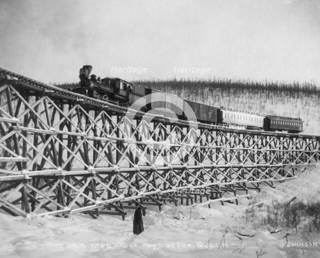 T.V.R.R. Bridge, head of Fox Gulch, 1916. Creator: Frank G. Carpenter.