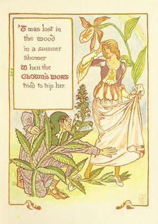 Twas lost in the wood in a summer shower When the Clown's Wort tried to trip her, 1899. Creator: Walter Crane