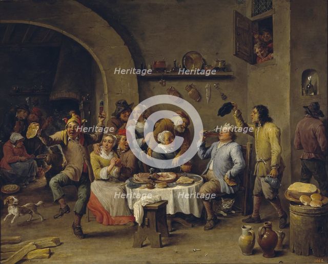 Twelfth Night party, 1650-1660. Artist: Teniers, David, the Younger (1610-1690)
