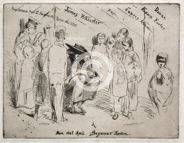 Twelve Etchings from Nature: Title Page - Delauney Sketching, 1858. Creator: James McNeill Whistler (American, 1834-1903).