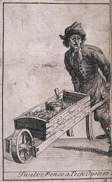 Twelve Pence a Peck Oysters Cries of London, (c1688?). Artist: Anon