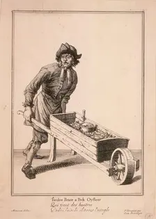 Twelve Pence a Peck Oysters Cries of London, (c1688?). Artist: Pierce Tempest