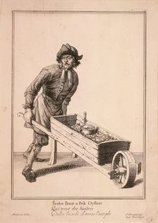 Twelve Pence a Peck Oysters Cries of London, (c1688?). Artist: Pierce Tempest