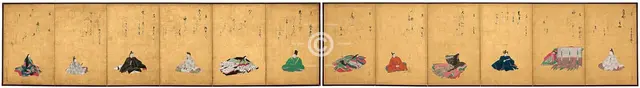 Twelve Poetic Immortals and Their Poems, 1850. Creator: Reizei Tamechika.