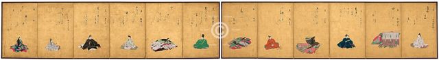 Twelve Poetic Immortals and Their Poems, 1850. Creator: Reizei Tamechika.