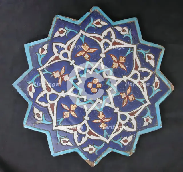 Twelve-Pointed Star-Shaped Tile, Iran, dated A.H. 846/ A.D. 1442-43. Creator: Unknown.