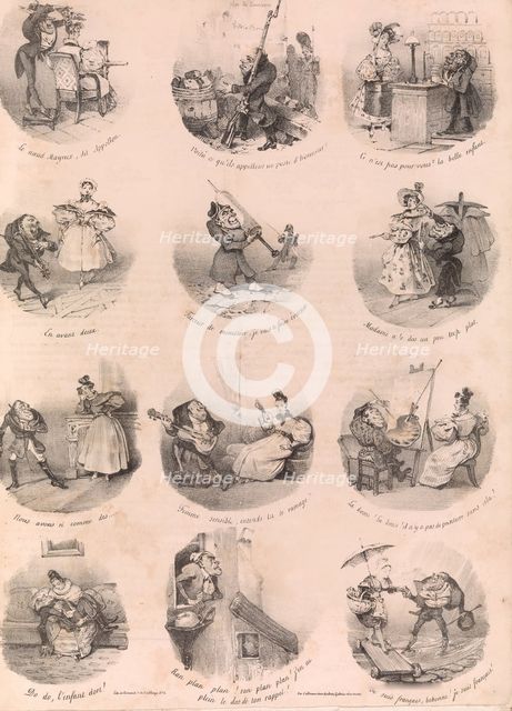 Twelve Satirical Vignettes (Le Charivari, December 10, 1832), December 1, 1832. Creator: Charles Joseph Traviès de Villers.
