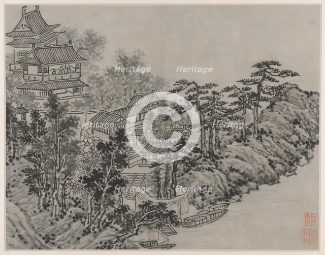 Twelve Views of Tiger Hill, Suzhou: Cloud-Climbing Pavilion, after 1490. Creator: Shen Zhou (Chinese, 1427-1509).