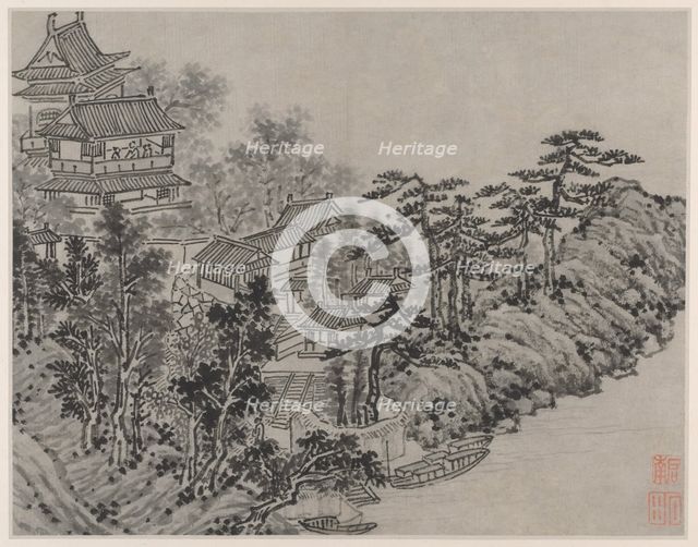 Twelve Views of Tiger Hill, Suzhou: Cloud-Climbing Pavilion, after 1490. Creator: Shen Zhou (Chinese, 1427-1509).