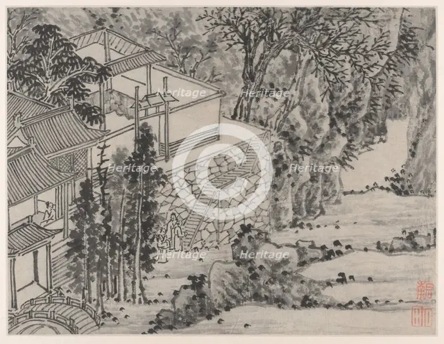 Twelve Views of Tiger Hill, Suzhou: The Enlightened Stone Retreat, after 1490. Creator: Shen Zhou (Chinese, 1427-1509).