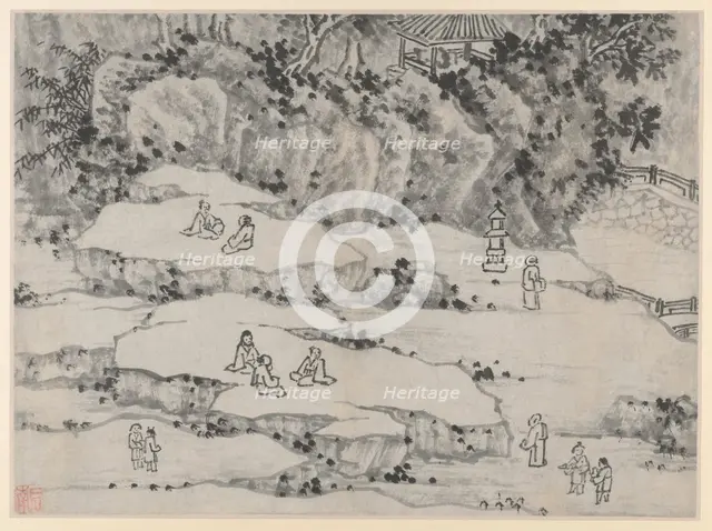 Twelve Views of Tiger Hill, Suzhou: The Nodding Stone Terrace, Tiger Hill..., after 1490. Creator: Shen Zhou (Chinese, 1427-1509).