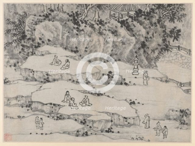 Twelve Views of Tiger Hill, Suzhou: The Nodding Stone Terrace, Tiger Hill..., after 1490. Creator: Shen Zhou (Chinese, 1427-1509).