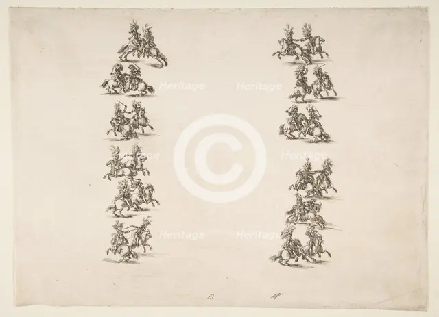 Twenty-four Cavaliers Fighting in Two Columns, 1652. Creator: Stefano della Bella.