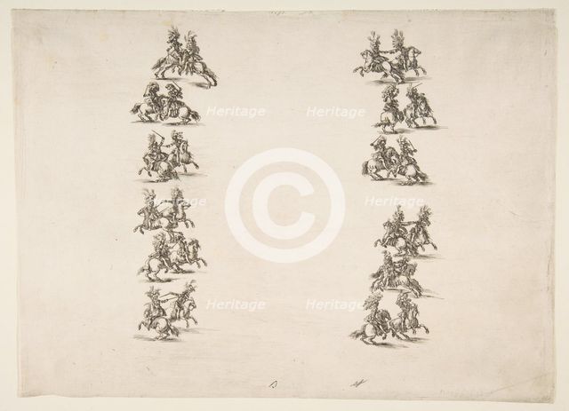 Twenty-four Cavaliers Fighting in Two Columns, 1652. Creator: Stefano della Bella.