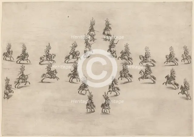 Twenty-Four Cavaliers in an Oval, 1652. Creator: Stefano della Bella.