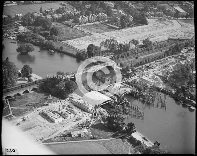 Twickenham Bridge under construction, Twickenham, London, c1930s. Creator: Arthur William Hobart.