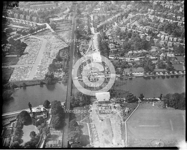 Twickenham Bridge under construction, Twickenham, Richmond Upon Thames, c1930s. Creator: Arthur William Hobart.