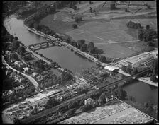 Twickenham Bridge under construction, Twickenham, Richmond Upon Thames, Greater London, c1930s. Creator: Arthur William Hobart