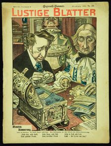 Twilight of the Coins. Caricature from Lustigen Blätter. Berlín. No 34, 1902, dedicated to the Bayre