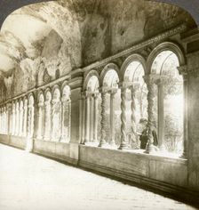 Twisted columns in the cloister, Basilica of St Paul Outside the Walls, Rome, Italy.Artist: Underwood & Underwood