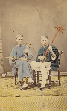 Two Musicians, 1870s. Creator: Unknown