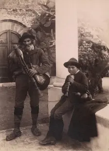 Two musicians, probably Taormina, Sicily, c1890s. Creator: Count Wilhelm von Gloeden