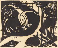 Two Mythical Animals (Zwei Fabeltiere), 1914. Creator: Franz Marc