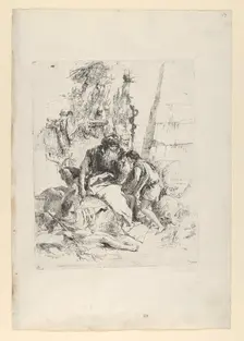 Two magicians and two boys, from the Scherzi, ca. 1743-50. Creator: Giovanni Battista Tiepolo
