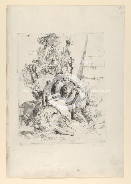 Two magicians and two boys, from the Scherzi, ca. 1743-50. Creator: Giovanni Battista Tiepolo.
