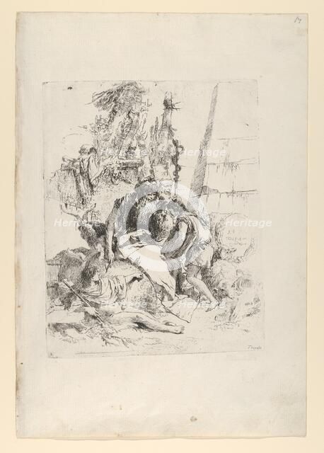 Two magicians and two boys, from the Scherzi, ca. 1743-50. Creator: Giovanni Battista Tiepolo.