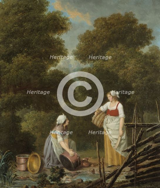 Two Maid-Servants at a Brook, mid-18th-early 19th century. Creator: Per Hillestrom.