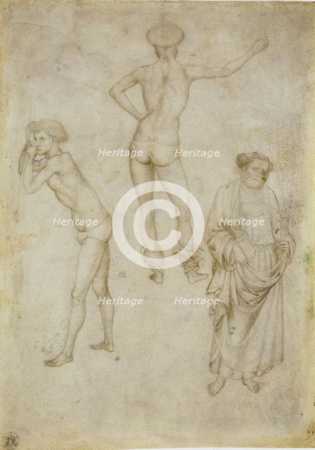 Two male figure studies and Saint Peter, 1430-1435. Artist: Pisanello, Antonio (1395-1455)