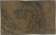 Two Male Figures in Motion (verso), 1598/1605. Creator: Domenico Tintoretto