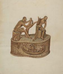 Two Male Figures Seated, c. 1937. Creator: Al Curry