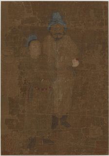 Two male figures, standing, Ming dynasty, 17th century. Creator: Unknown