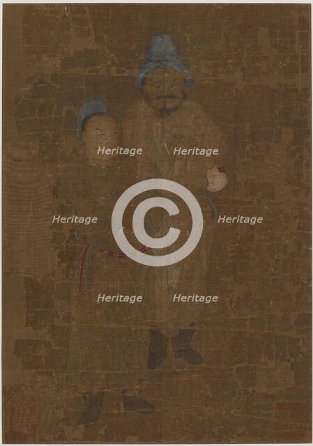 Two male figures, standing, Ming dynasty, 17th century. Creator: Unknown.