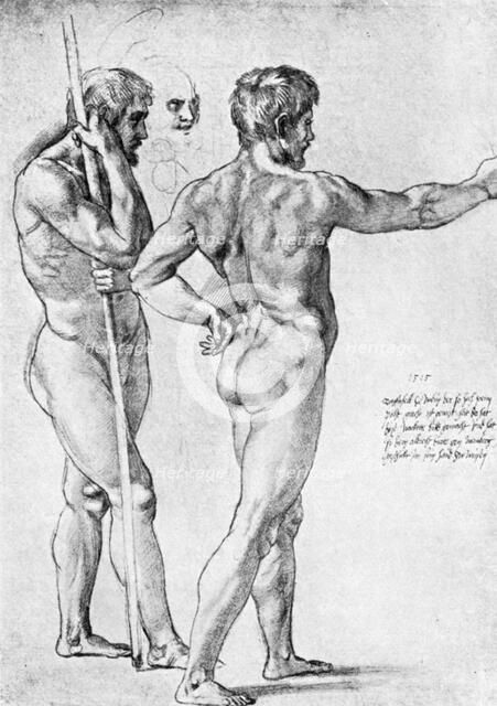 Two male nude studies, 1515, (1912).Artist: Raphael