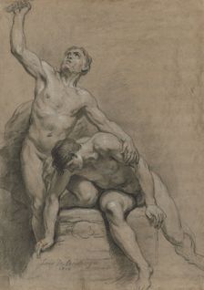 Two Male Nudes, 1710. Creator: Louis de Boullogne (French, 1654-1733)