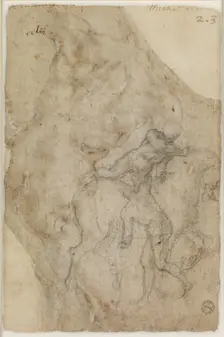 Two male Nudes and a Horse, 1501-1505. Creator: Michelangelo Buonarroti
