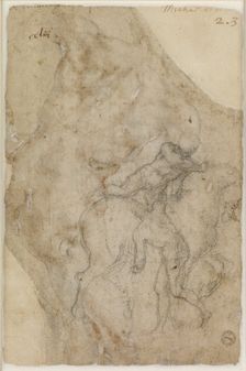 Two male Nudes and a Horse, 1501-1505. Creator: Michelangelo Buonarroti