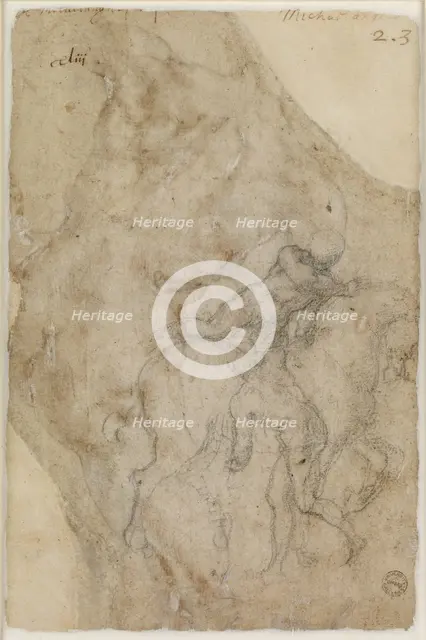 Two male Nudes and a Horse, 1501-1505.  Creator: Michelangelo Buonarroti.