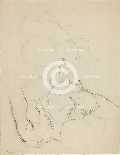 Two Male Nudes seen from Above. Creator: John Flaxman.